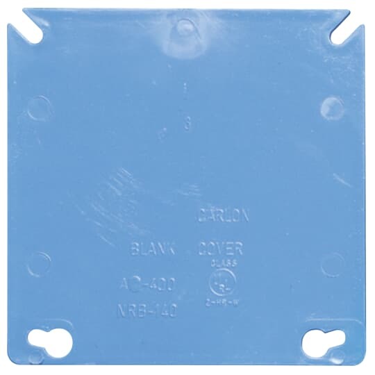 Two-Gang Blank Box Cover, 4 Inches Square, Color Blue, Material Non-Metallic