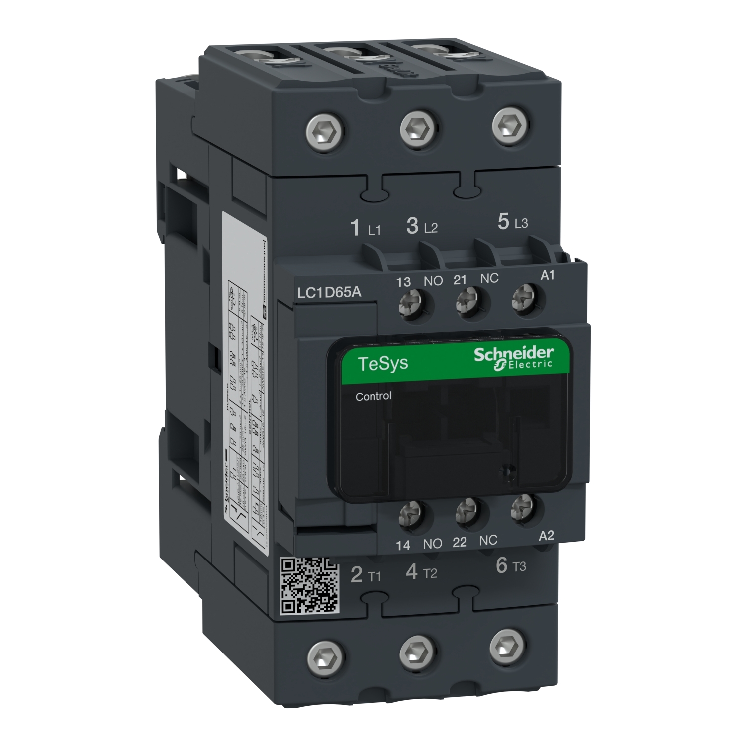Contactor, TeSys Deca, 3P(3 NO), AC-3/AC-3e, <=400V, 65A, 208V AC 60Hz coil, screw clamp terminals