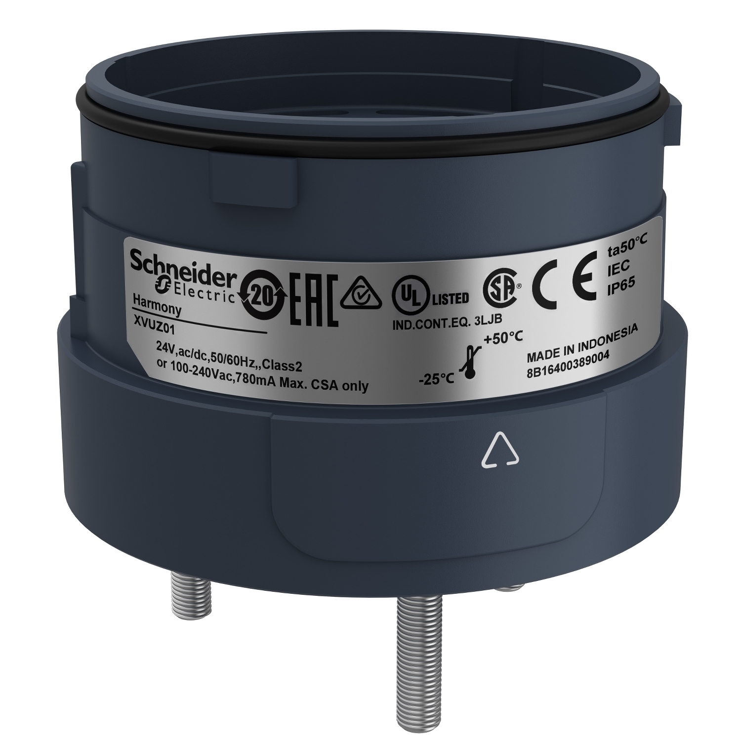Fixing unit for modular tower lights, Harmony XVU, black, 60mm, 3 pins direct mounting