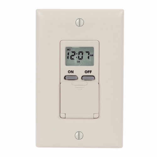 Ivory  In-Wall Timers allow up to 14 ON/OFF events per week. The timer is Incandescent, Fluorescent, CFL and LED compatible.