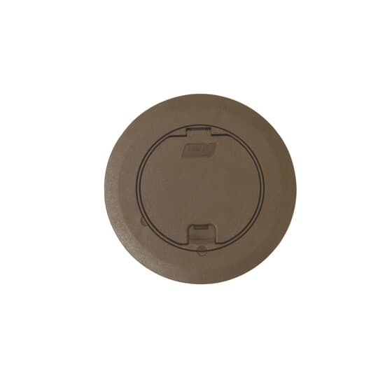 Recessed Service Floor Box Cover Kit, Accepts Duplex Receptacles GFI Receptacles and 2 Port Keystone Data Plate, Brown, Non-Metallic, For use with Flush Service Floor Box, 100 Cubic Inches, Opening Diameter 5-5/32 Inches, Base Diameter 6-3/8 Inches, Depth 6 Inches, 3/4 Inch and 1 Inch Conduit Tapping, Plastic, For Power or Communications/Data and Wood Sub-Floor and Raised Floor Applications