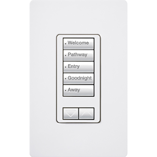 Lutron RadioRA 2 seeTouch Wall Mount Designer Keypad, 5 Button with Raise/Lower - White