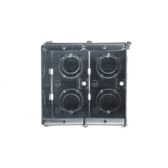 Gangable Masonry Box, 22 Cubic Inches, 3-3/4 Inches Long x 3-3/4 Inches Wide x 3-1/2 Inches Deep, 1/2 Inch and 3/4 Inch Knockouts, Pre-Galvanized Steel, For use with Conduit