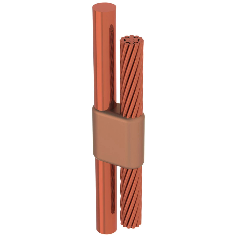 Cable to Ground Rod or Other Rounds, GP, Copper-bonded, 0.75" dia, 1/0 Concentric
