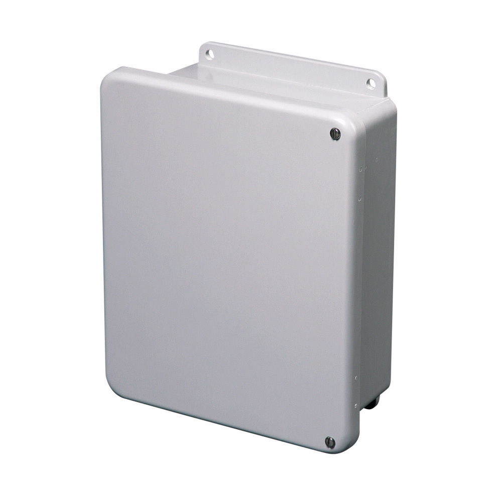 Eaton B-Line series JIC panel enclosure, 17.53" height, 6.23" length, 15.46" width, NEMA 4X, Hinged cover, 4XFCHSC enclosure, Wall mount, Medium single door, External mounting feet, Fiberglass, Seamless poured in-place gasket