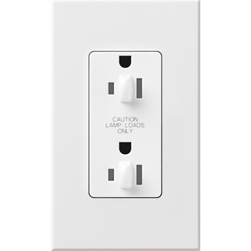 Architectural, dual dimming, tamper resistant receptacle (Gloss), 15A/125V in white