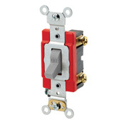 20-Amp, 120/277-Volt, Toggle Single-Pole AC Quiet Switch, Extra Heavy Duty Spec Grade, Self Grounding, Gray