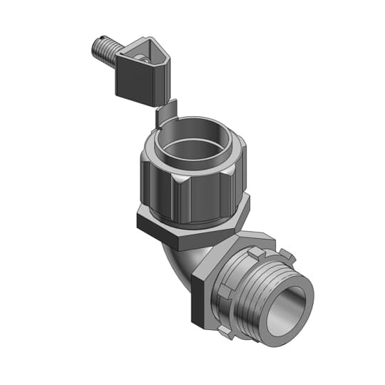 3/4 Inch 90 Degree Malleable Iron External Bonding Liquidtight Connector, Non-insulated