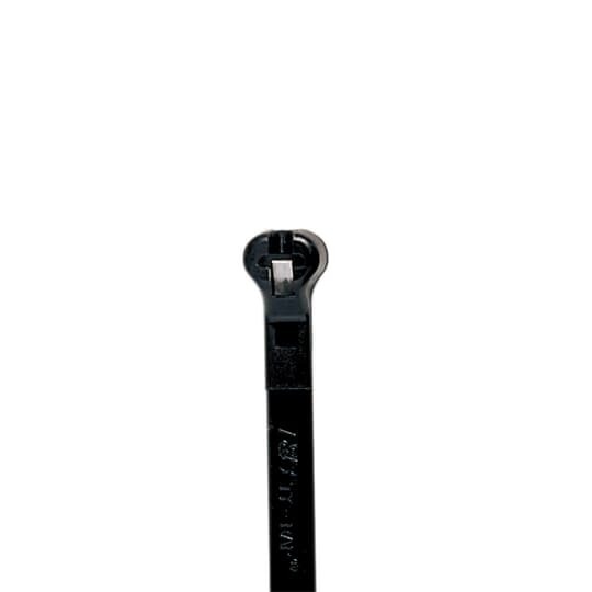 Cable Tie, Black Polyamide (Nylon 6.6) for Temperatures up to 105 Degrees Celsius (220 F), Weather and Ultraviolet Resistant for Indoor and Outdoor Applications, UL/EN/CSA62275 Type 2/21 Rated for AH-2 Plenum, Length of 368.3mm (14.5 Inches), Width of 3.61mm (0.142 Inches), Thickness of 1.15mm (0.045 Inches), Tensile Strength Rating of 130 Newtons (29 Pounds)