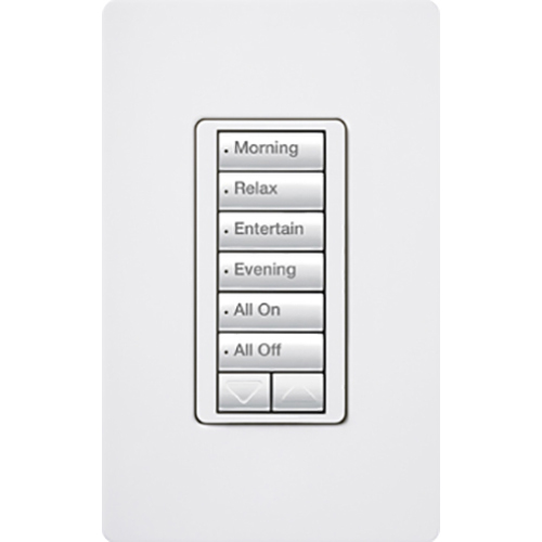 Lutron RadioRA 2 seeTouch Wall Mount Designer Keypad, 6 Button with Raise/Lower - White