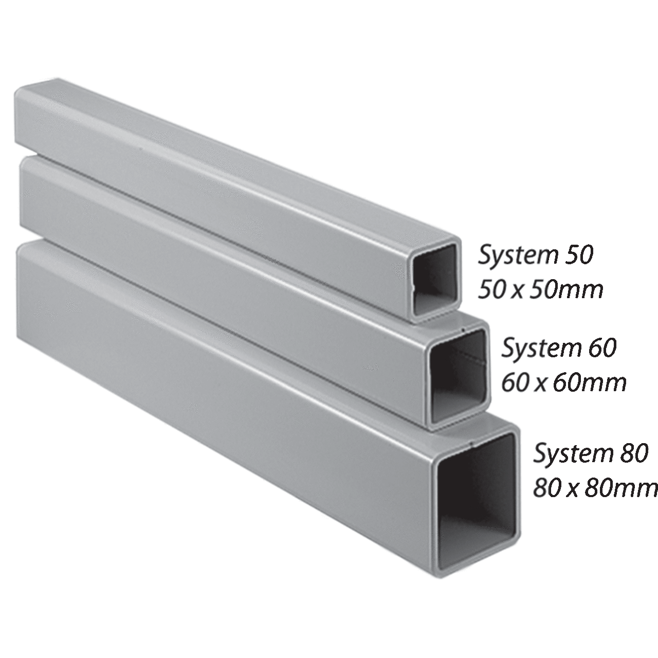 Compact Series 4 Tube, 1988x80x80mm, Lt Gray, Steel