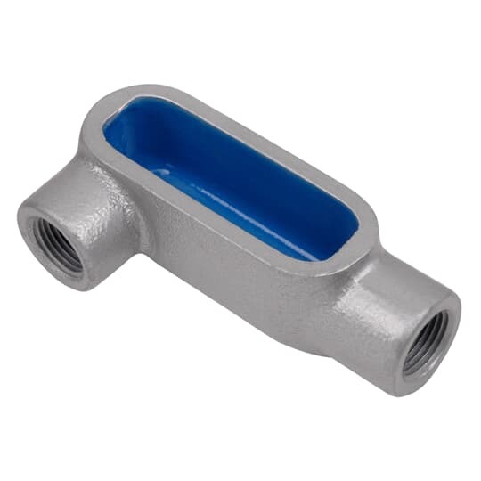 PVC Coated Conduit Body, LR Shape, Form 7, Size 1 Inch/27 Metric, Iron, Dark Gray