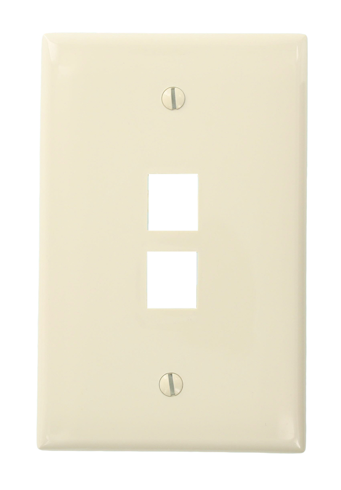 QuickPort Midsize Wallplate, Single Gang, 2-Port, Light Almond