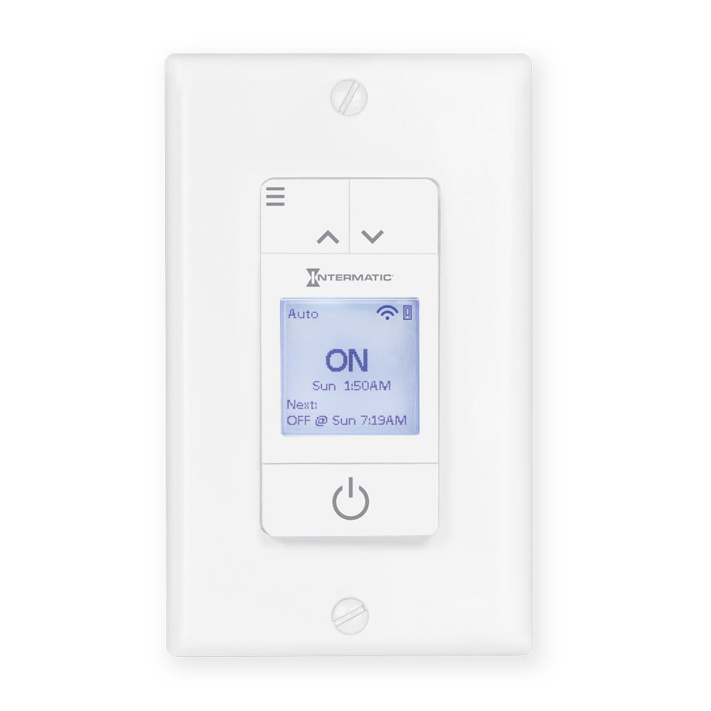 The Ascend Smart In-Wall Timer is a Wi-Fi enabled, 7-Day Programmable Timer. Using the Intermatic Ascend app, contractors can set up and schedule in a matter of minutes without a Wi-Fi connection. Homeowners and business owners will enjoy tech-forward features of Wi-Fi, remote access and voice integration. Additionally, the Ascend Smart In-Wall Timer offers flexibility of setup, scheduling and modification at the timer through its large LCD display or via the mobile app. Neutral required.