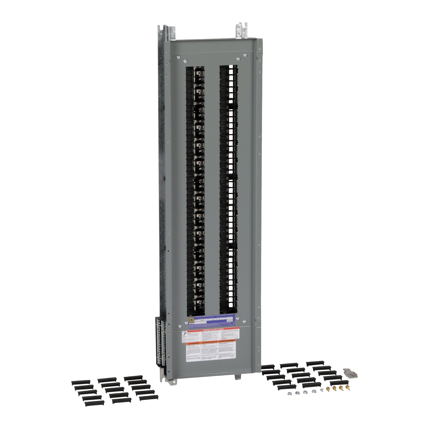 Panelboard interior, NQ, main lugs, 225A, Al bus, 84 pole spaces, 3 phase, 4 wire, 240VAC, 48VDC