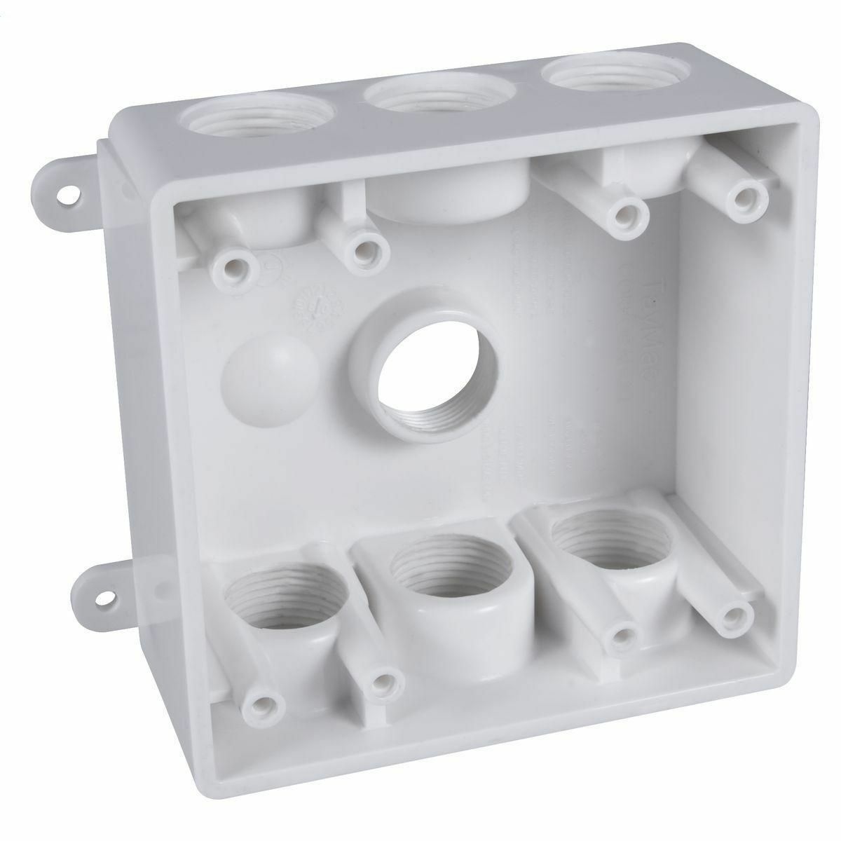 2 In. Deep with Lugs - Seven Threaded Outlets - 4-1/2 In. x 4-1/2 In. White