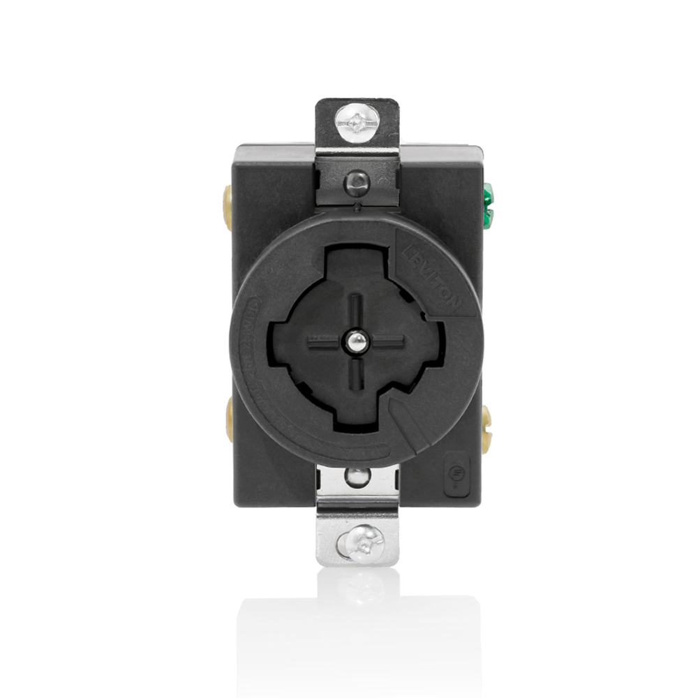 Single Flush Receptacle, 30 Amp, 600 VAC - 20 Amp, 250 VDC, 3-Pole, 4-Wire,Grounding - BLACK