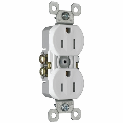 Tamper-Resistant, Duplex Grounding Receptacle. 15 amp, 125 volt. White.