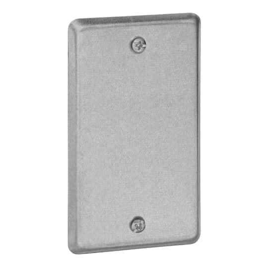 One Gang Utility Box Cover, 4 Inch Long x 2-1/8 Inch Wide x 1/4 Inch Raised, Pre-Galvanized Steel, Blank