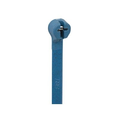 Detectable Cable Tie, Bright Blue Polyamide (Nylon 6.6) for Temperatures up to 85 Degrees Celsius (185 F) for Indoor Applications, Length of 137mm (5.53 Inches), Width of 3.6mm (0.14 Inches), Tensile Strength Rating of 133 Newtons (35 Pounds)