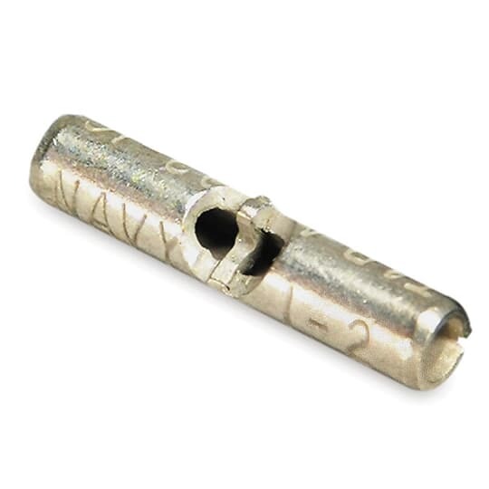 Non-Insulated Butt Splice, Length 1.12 Inches, Width 0.377 Inch, Wire Range 4-3 AWG, Copper, Tin Plated