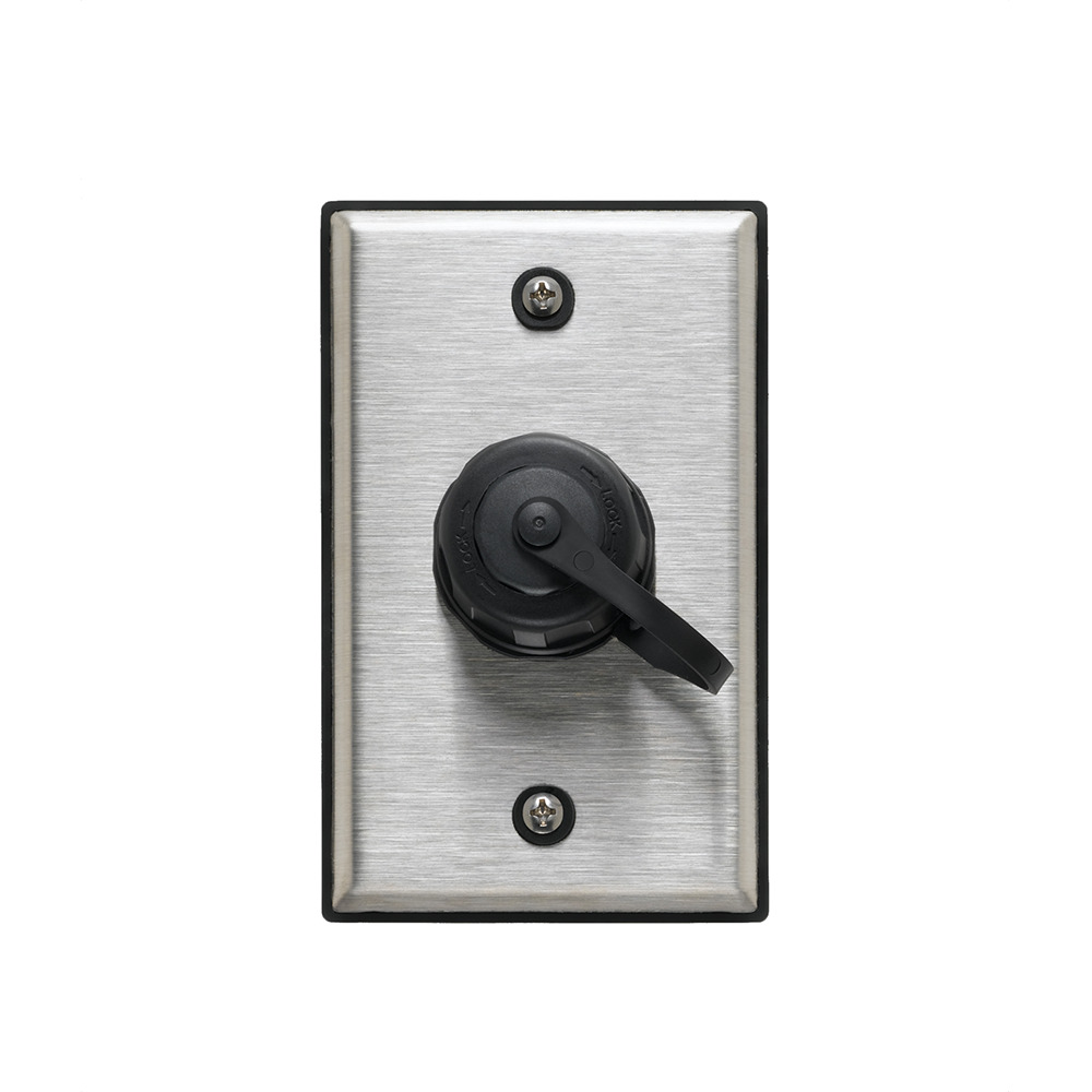 Industrial Outlet Kit, Includes 1-Port Single Gang Stainless Steel Wallplate, (1 EA) Connector Housing, and (1 EA) Dust Cap, Black