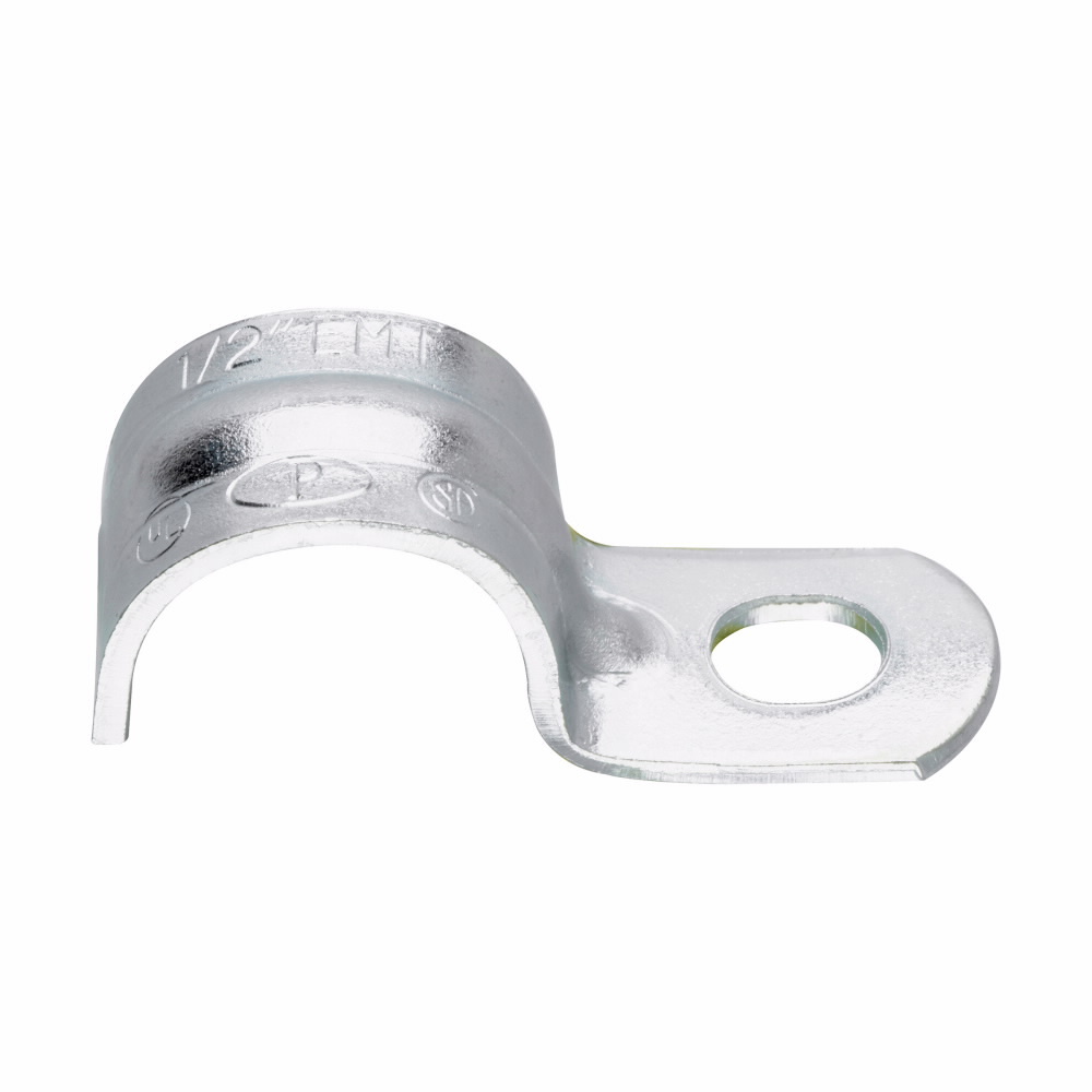 Eaton Crouse-Hinds series AC/MC and FMC clamp, Steel, 0.675" inside strap, 3/8", Light gauge, 100 unit qty
