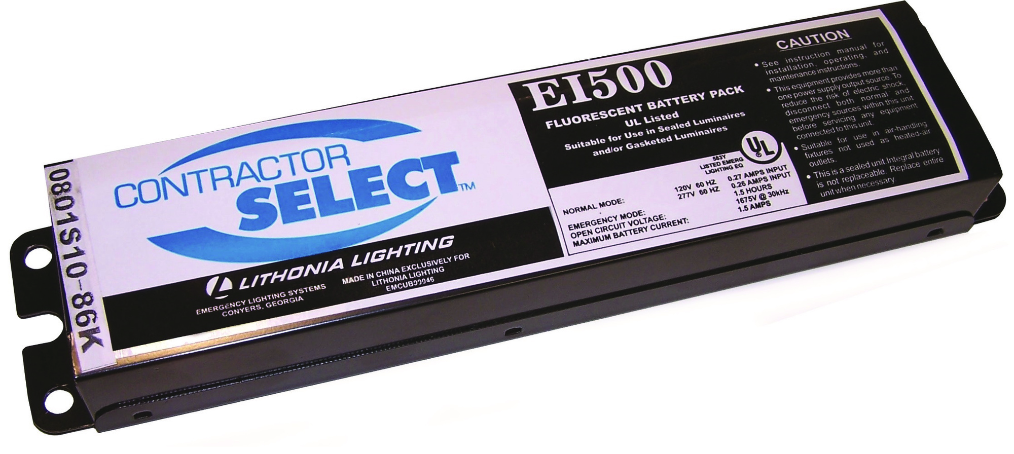 The Lithonia Lighting low-profile EI500 Fluorescent Battery Pack by Power Sentry provides 90 minutes of emergency power for fluorescent fixtures at standard ceiling heights in the event of a loss in power.