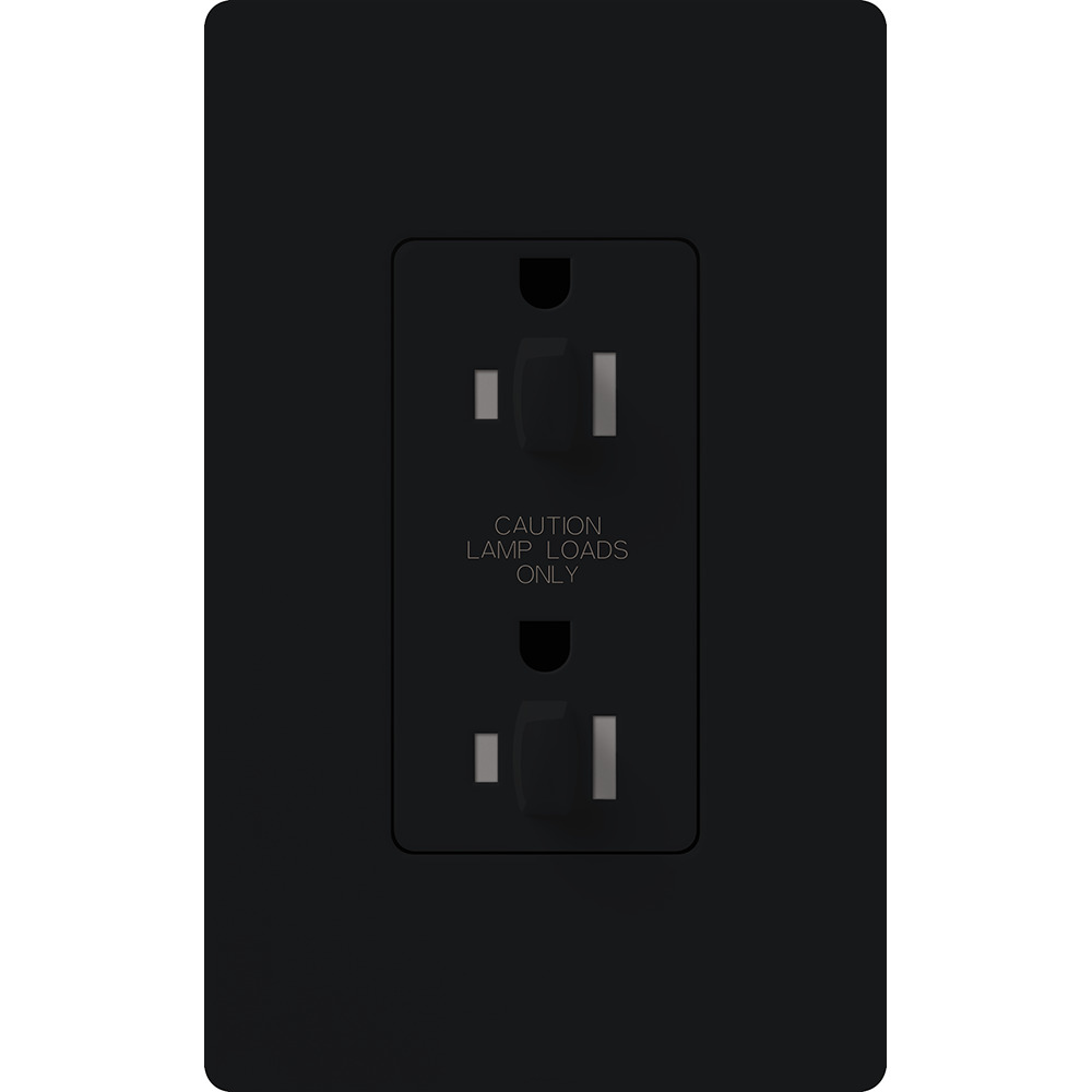 Claro, Gloss, Dual dimming, tamper resistant receptacle, 15A/125V in black