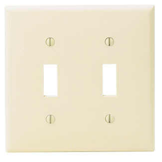 2-Gang Toggle Device Switch Wallplate, Standard Size, Thermoplastic Nylon, Device Mount, Ivory