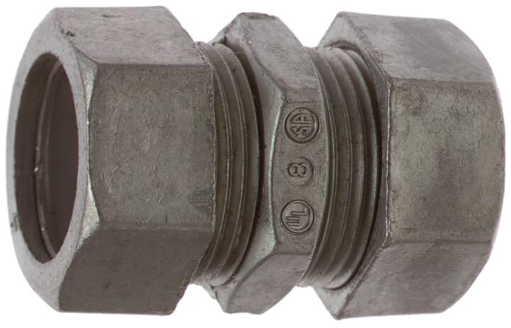 Coupling, Compression, Conduit Size 1/2 Inch, Length 1-1/2 Inch, Width 1-3/32 Inch, Die Cast Zinc