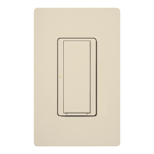 RadioRA 2 two-wire electronic lighting and motor load switch, functions much like standard dimmers and switches, but can be controlled as part of a lighting control system, 1/10 HP in light almond