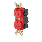 20 Amp, 125 Volt, Modular Duplex Receptacle, Tamper Resistant, Industrial Spec Grade, Self Grounding, Red