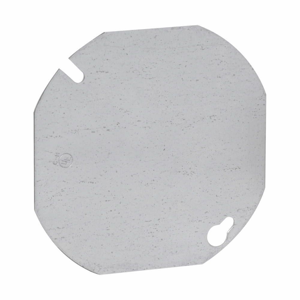 Eaton Crouse-Hinds series Octagon Box Cover, 4", Blank, Steel, Flat blank, octagon shape