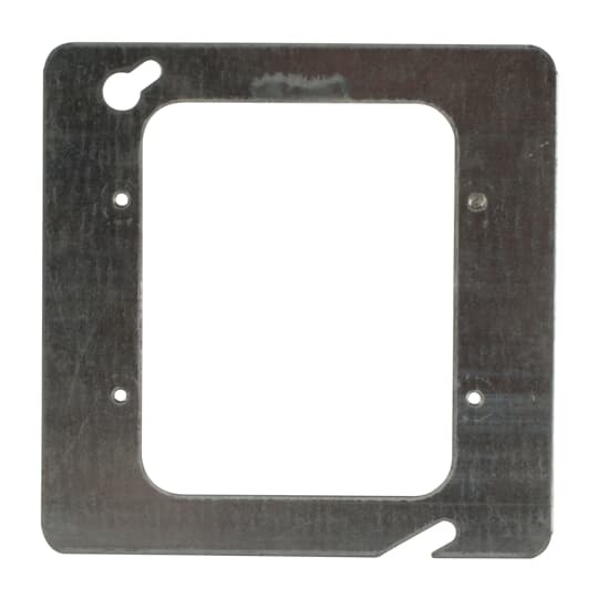 Square Box Ring, 4-11/16 Inch Square, Galvanized Steel, For Two Switches or Receptacles