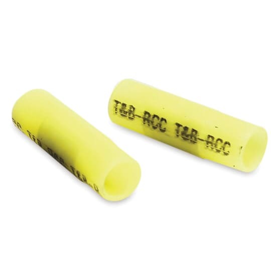 Nylon-Insulated Parallel Splice, Length .90 Inches, Width .28 Inches, Wire Range #14-#12 AWG, Color Yellow, Copper, Tin Plated