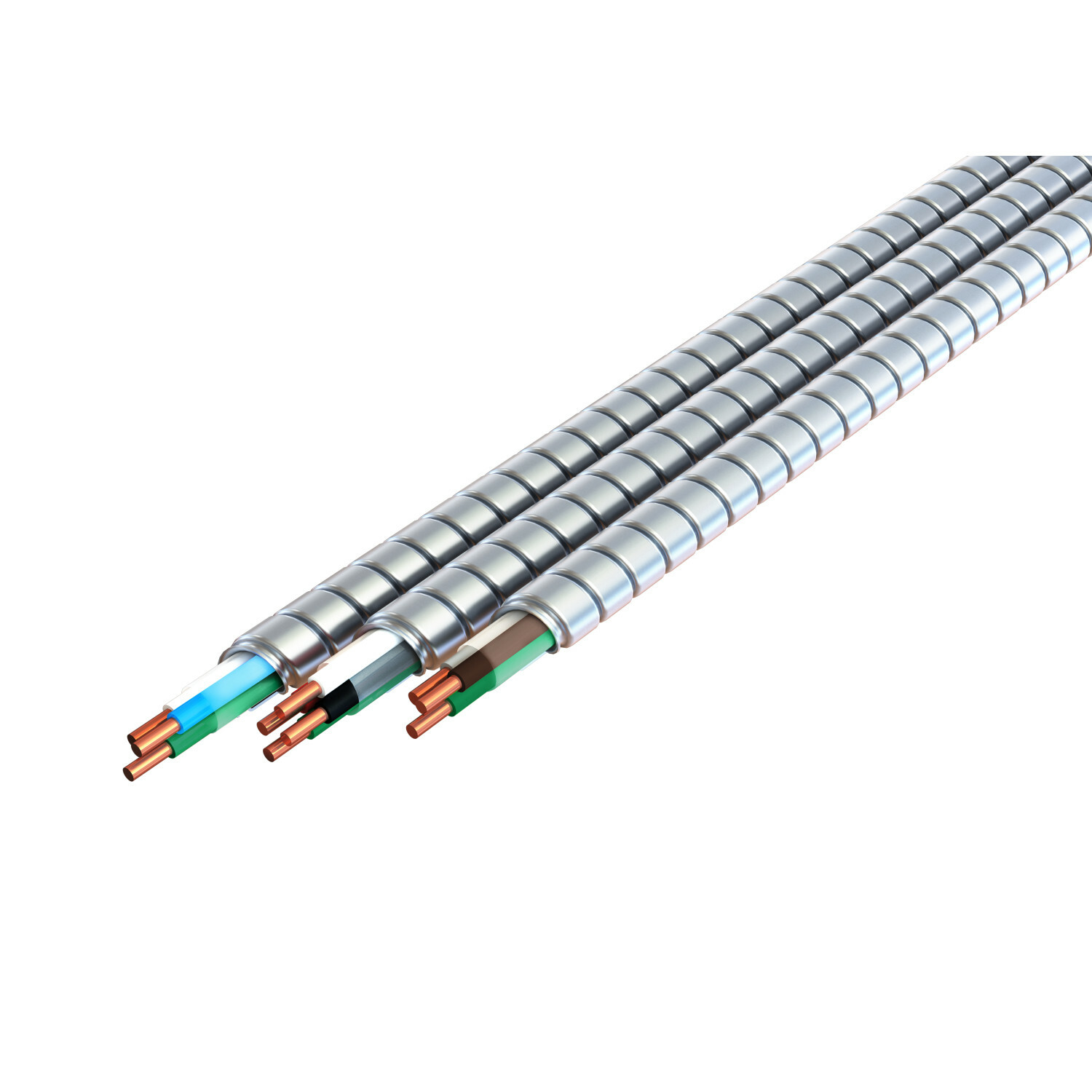 MC Glide Aluminum Armor Cable, 12/2, Stranded, Black/Red/White/Green, 250 Foot Coil
