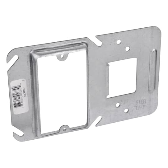 Single Gang Box Support Cover, 3 Cubic Inches, 4 Inch Square x 1/2 Inch Raised, Pre-Galvanized Steel