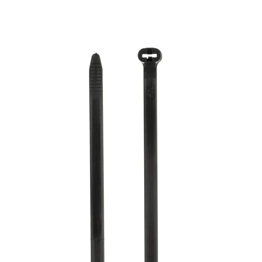 Cable Tie, Black Polyamide (Nylon 6.6) for Temperatures up to 105 Degrees Celsius (220 F), Weather and Ultraviolet Resistant for Indoor and Outdoor Applications, Length of 1143mm (45.0 Inches), Width of 8.13mm (0.32 Inch), Thickness of 1.7mm (0.07 Inch), Tensile Strength Rating of 780 Newtons (175 Pounds)