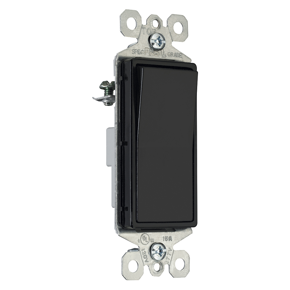 Single pole decorator momentary contact switches, black