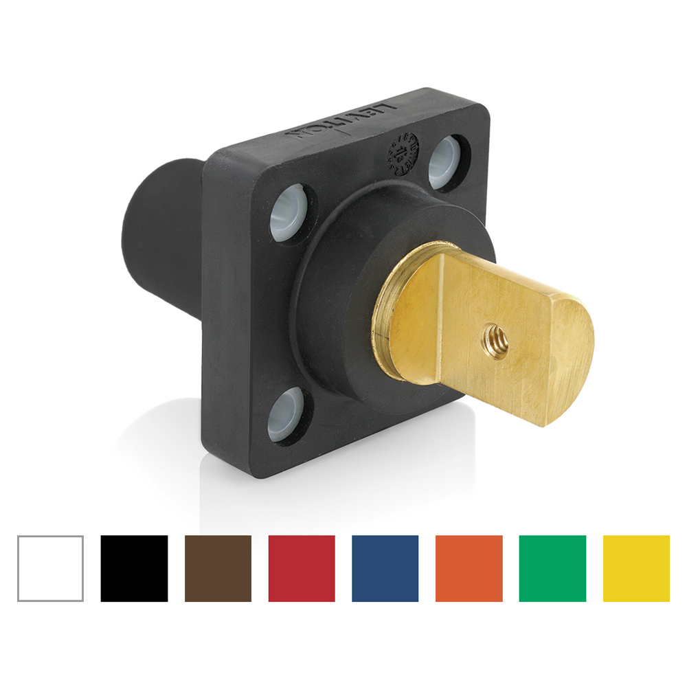 16 Series Single Pole Cam Type Female Panel Receptacle, Taper Nose, Half Round Tapped Terminal, 600 Volts, Rated Up To 400 Amperes Continuous Cable Range -  #2 - 4/0, Mounting Plate With Self Clinching Nuts (pems)-Green