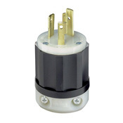 30 Amp, 250 Volt, NEMA L6-30P, 2P, 3W, Locking Plug, Industrial Grade, Grounding - Black-White