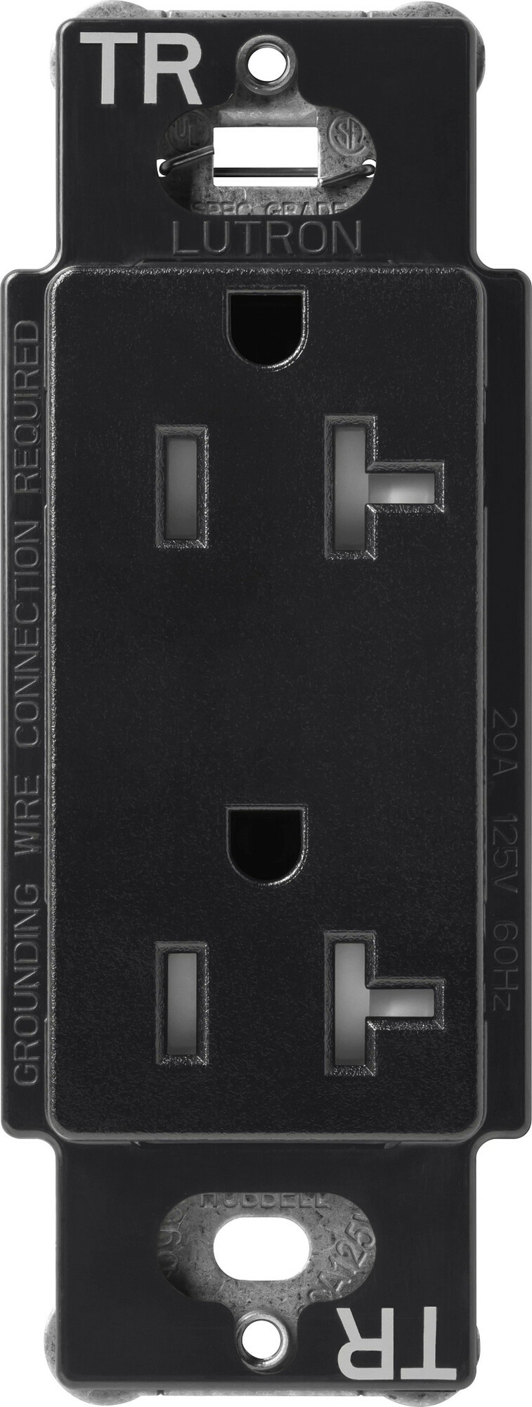 Lutron Claro Tamper-Resistant Duplex Receptacle, 20 Amp, Midnight