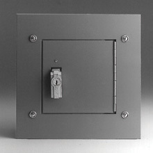 utility enclosures, 16" height, 6" length, 12" width, NEMA 1, Hinged cover, TCF cabinet, Flush mounted, Small single door, Thru holes, Carbon steel