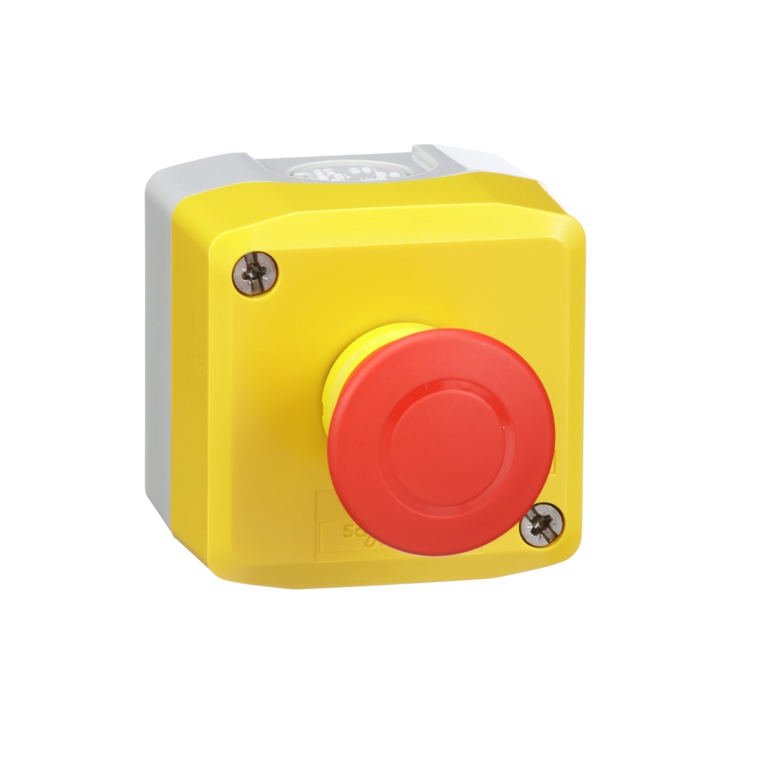 Harmony, yellow control station, red mushroom head push button, 40 mm push pull, 1 NC