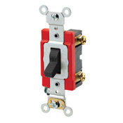20-Amp, 120/277-Volt, Toggle Single-Pole AC Quiet Switch, Extra Heavy Duty Spec Grade, Self Grounding, Black