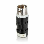 50Amp, 125V AC, Non-NEMA, 2P, 3W, Black & White Locking Plug, Industrial Grade, Grounding, California-Style(CS) Black-White