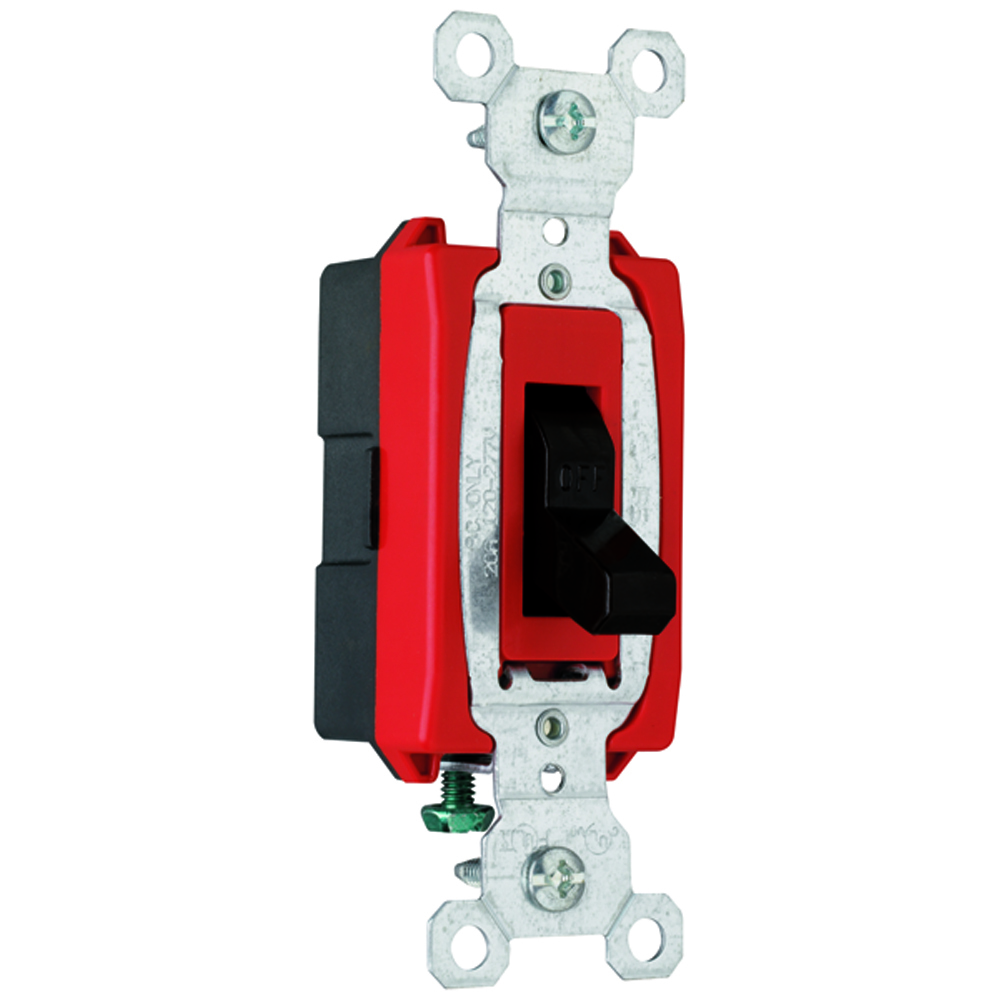 Construction Single Pole Switch, Back and, Side Wire, 20amp 120/277volt, Black.