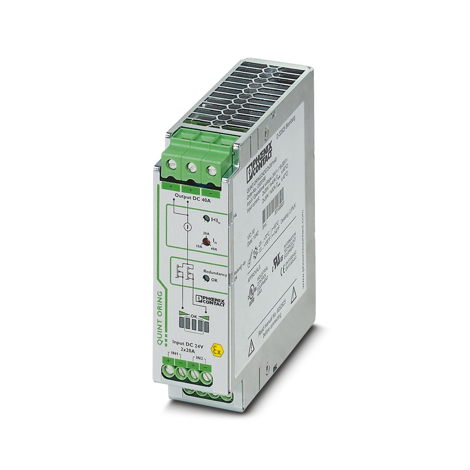 QUINT-ORING/24DC/2X20/1X40 Redundancy Module with Protective Coating