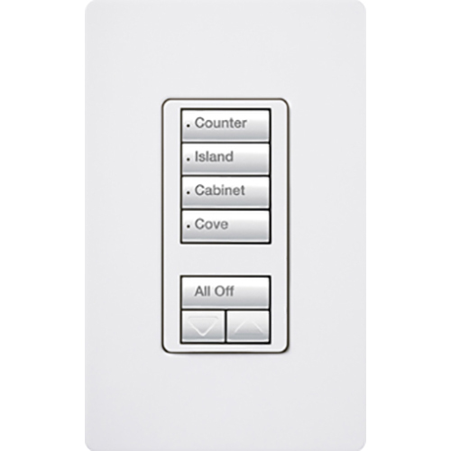 Lutron RadioRA 2 seeTouch Wall Mount Designer Keypad, 4 Scene with Raise/Lower - White